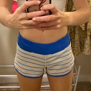 Blue and white stripped lululemon speed short